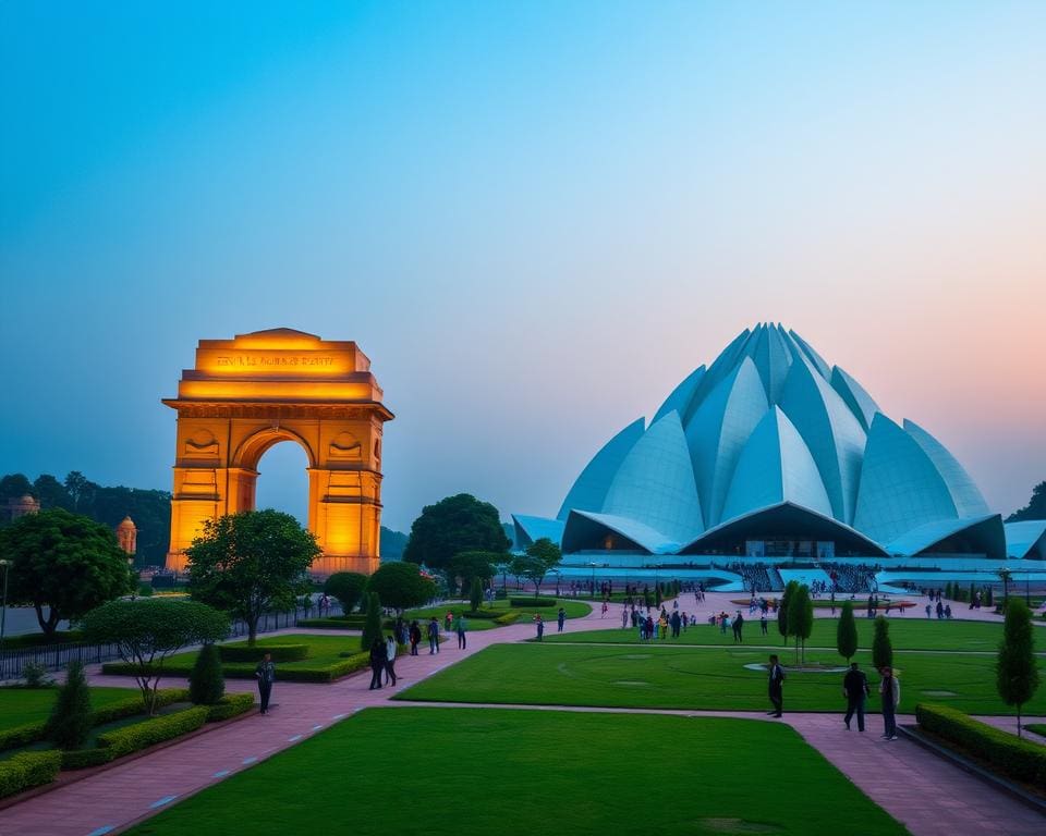 India Gate und Lotus-Tempel in Indien