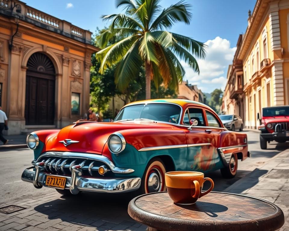 Oldtimer und kubanischer Kaffee in Havanna